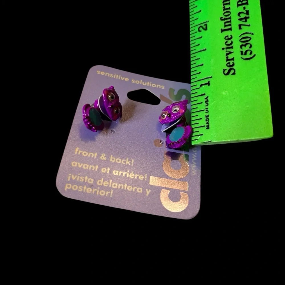 Claire's Vibrant Purple and Teal Owl Earrings